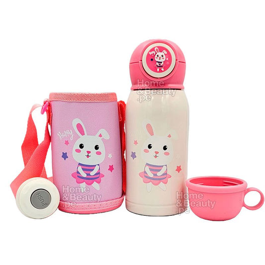 TERMO KAWAI INOXIDABLE 316 de CONEJITA CON LUCES 500 ml