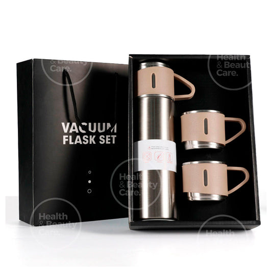 1 TERMO DE ACERO INOXIDABLE  CON 2 TAZAS INCLUYE BOLSA DE REGALO