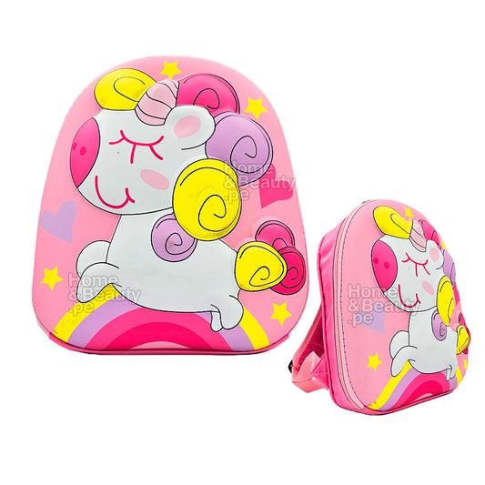 MOCHILA KIDS KAWAI 3D MODELO UNICORNIO MULTICOLOR ROSADO