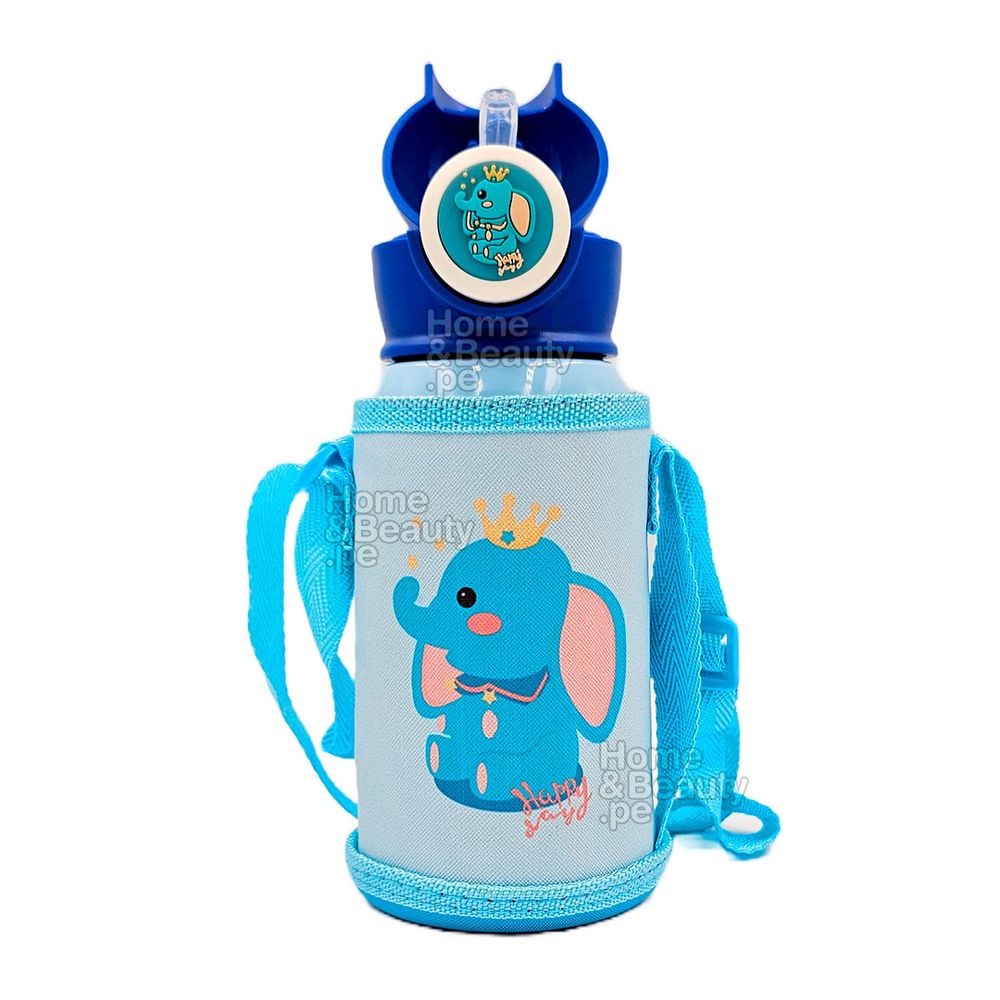 TERMO KAWAI INOXIDABLE 316 de ELEFANTE CELESTE CON LUCES 500 ml