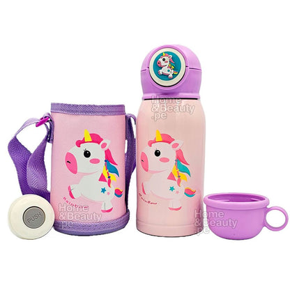 TERMO KAWAI INOXIDABLE 316 de UNICORNIO LILA CON LUCES 500 ml