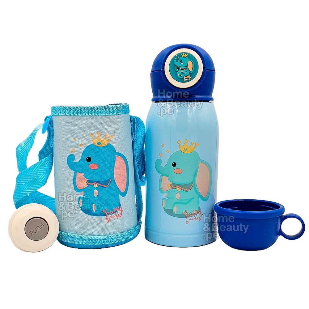 TERMO KAWAI INOXIDABLE 316 de ELEFANTE CELESTE CON LUCES 500 ml
