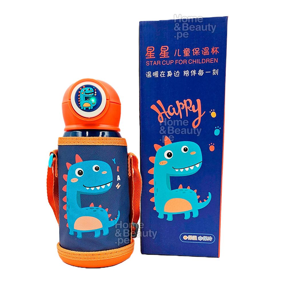 TERMO KAWAI INOXIDABLE 316 de DINOSAURIO CON LUCES 500 ml